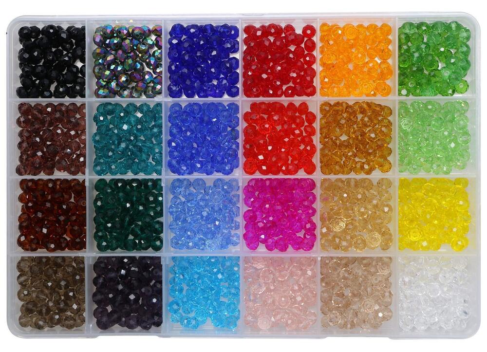 3546 24 Colors 6mm Decorative Hand Briolette Faceted Rondelle Crystal Glass